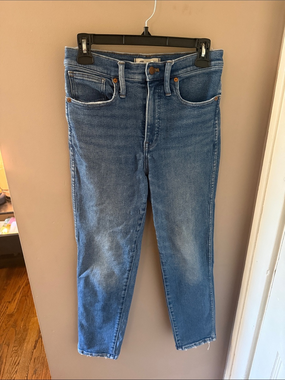 Madewell Medium Blue High-Rise stovepipe style Denim Jeans